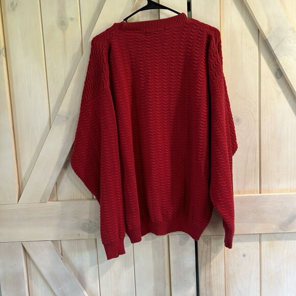 Vintage Bill Blass Mens Sweater XL Chunky Knit Red Classic Grandpa Dad Christmas - Picture 4 of 10